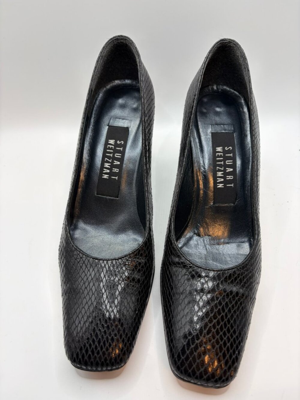 Vintage Stuart Weitzman Snakeskin-Embossed Square Toe Heels – Size 6